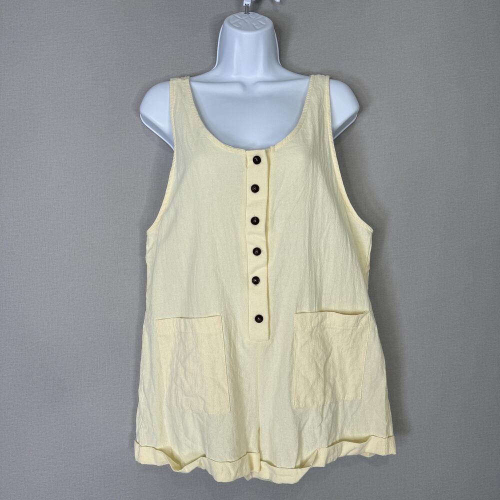 Bucket List Ivy Romper Womens Medium Cream 100% Cotton Loose Fit Boho Cover Up
